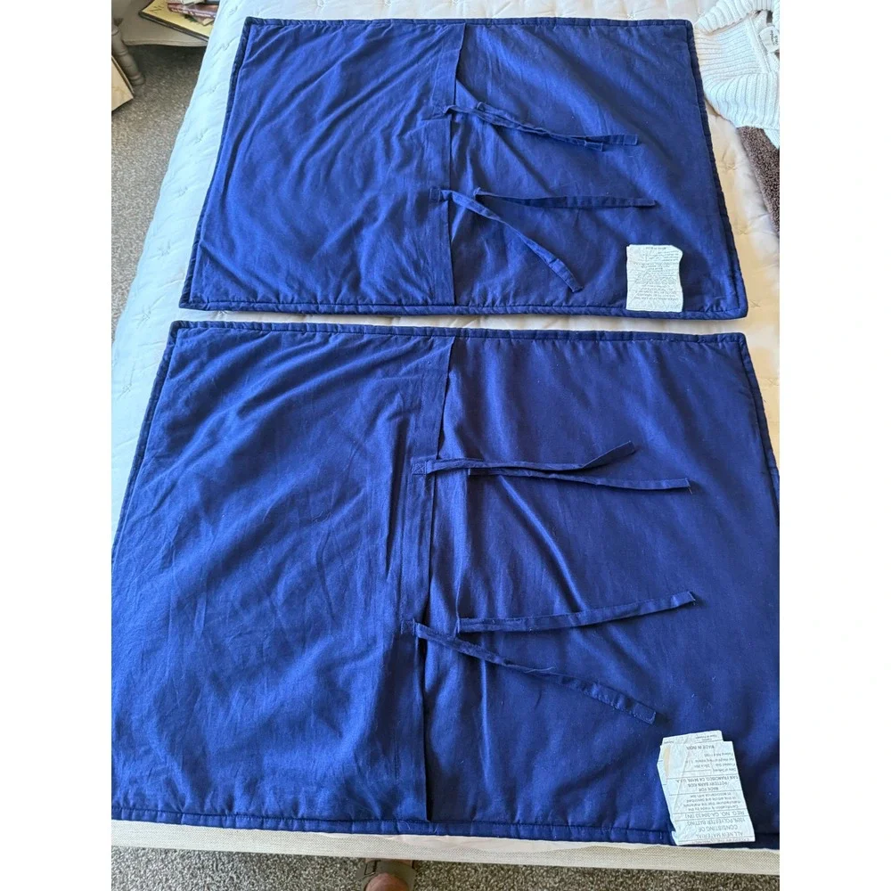 Pottery Barn Kids Pillow Shams Set of 2 Navy Blue EUC Quilted Celestial Sun